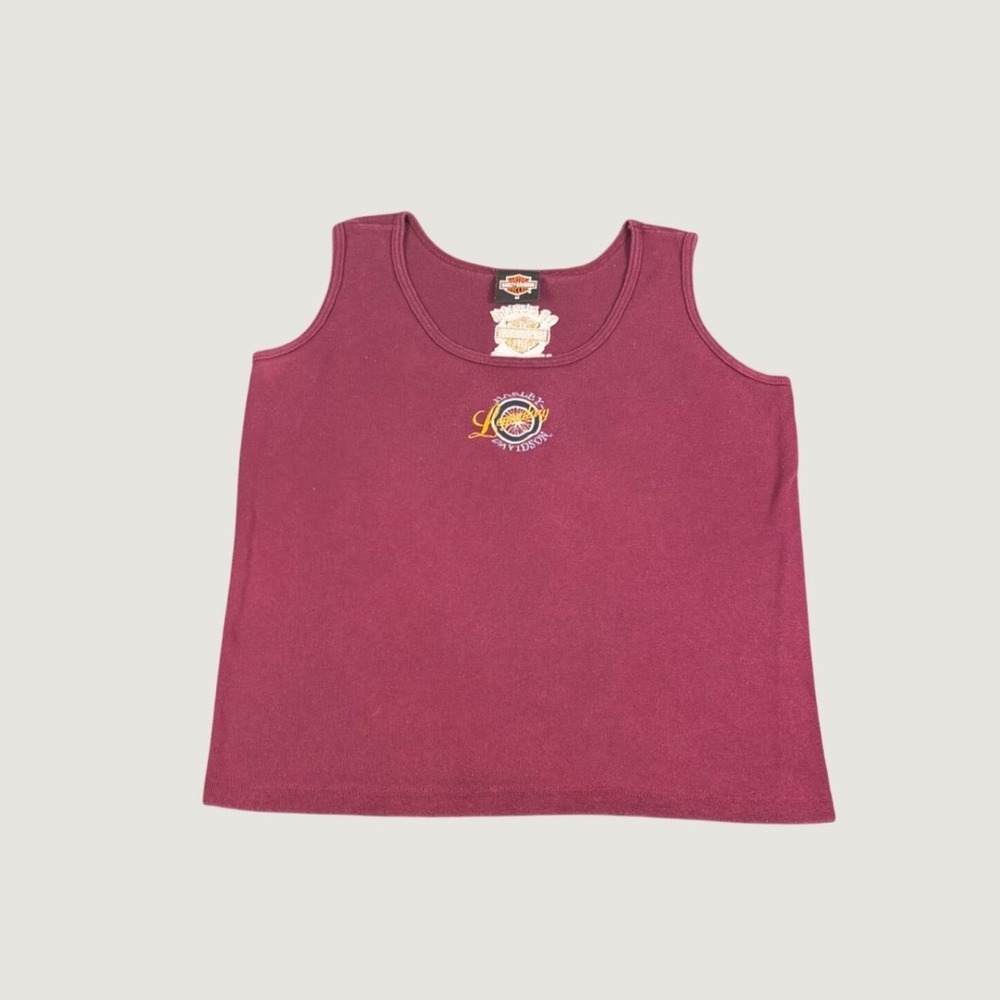 Harley-Davidson Men Burgundy Tank Top Freedom Denver CO Embroidered Logo M